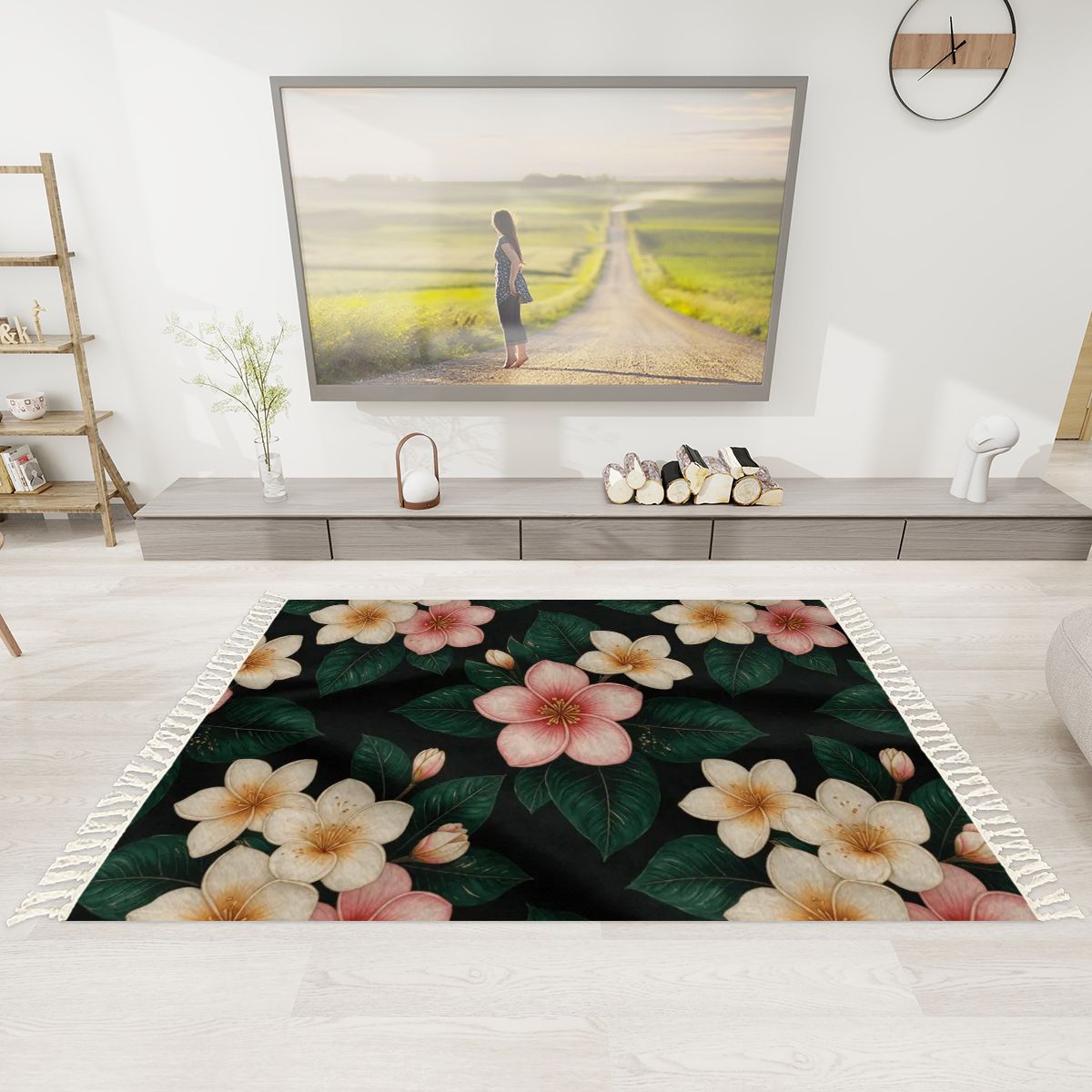 Plumeria — Dywan z frędzlami