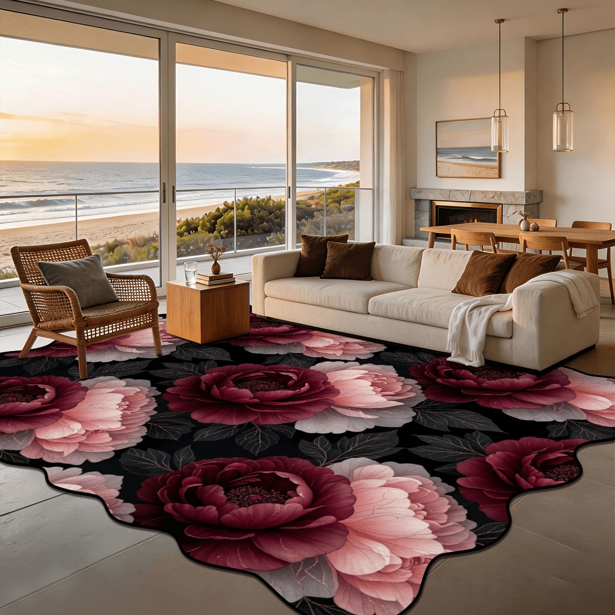 Peonie Garden — Scalloped rug