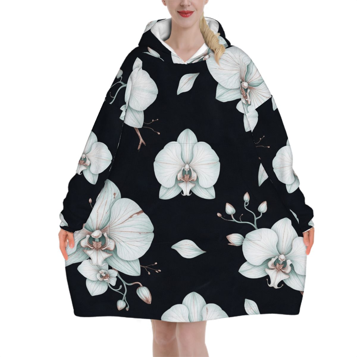 Adult Blanket Hoodie 03orchideenocaop