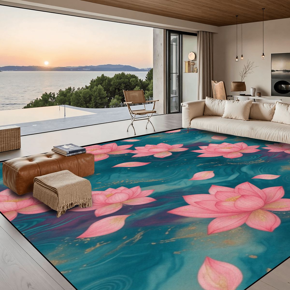 Large Area Rug Floor Carpet (5:4) 15lotosytealaop