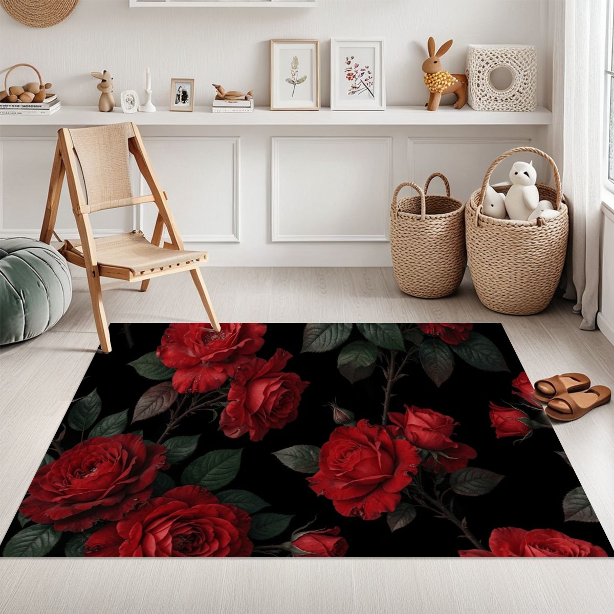Area Rug without Tassels (3:5) 12rozeczerwoneaop