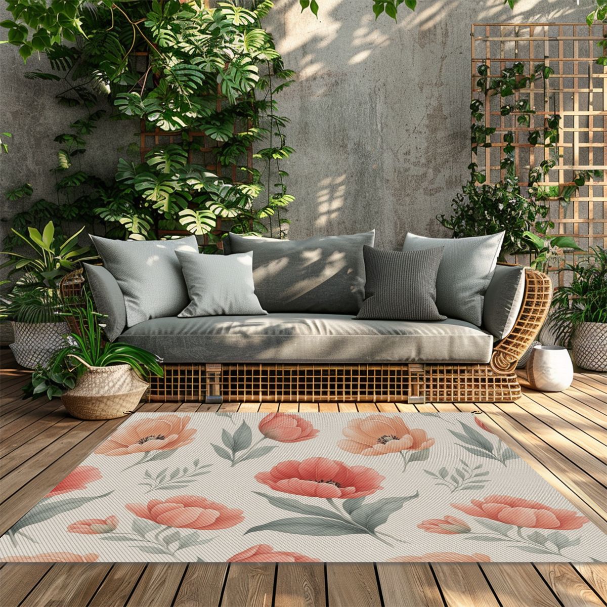 Outdoor Plastic Straw Rug 14tulipanypeachaop