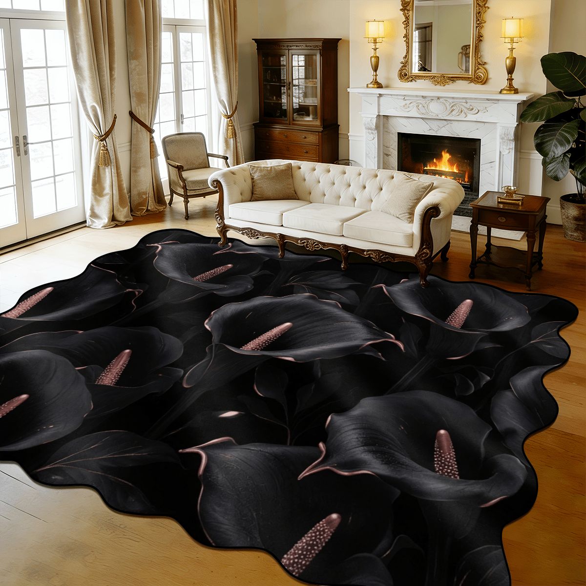 Kalie Noir — Scalloped rug