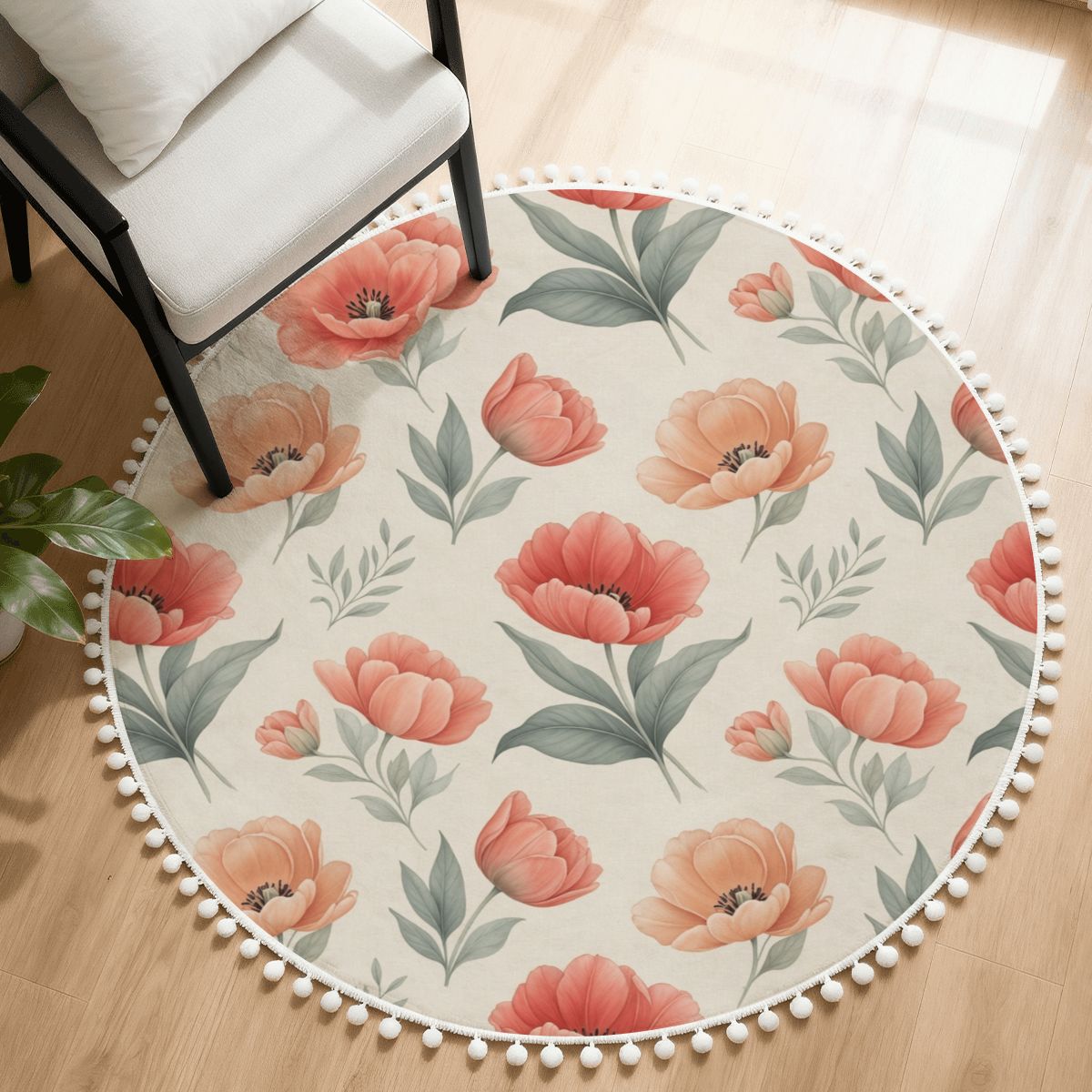 Tulipany Peach — Dywan okrągły