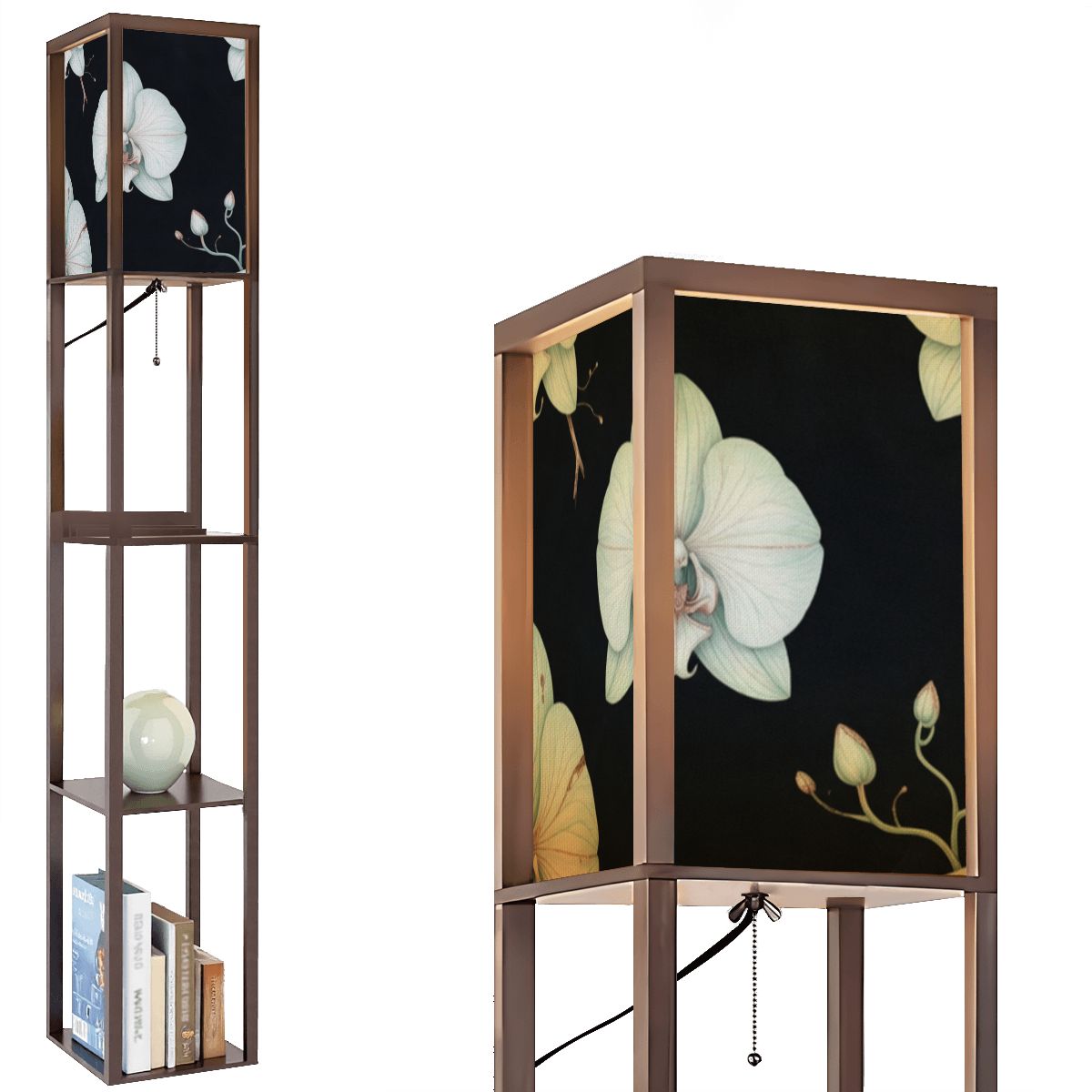 Floor Lamp with Shelves (Made in USA) 03orchideenocaop