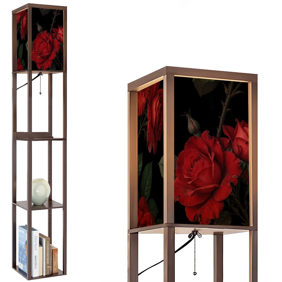 Floor Lamp with Shelves 12rozeczerwoneaop