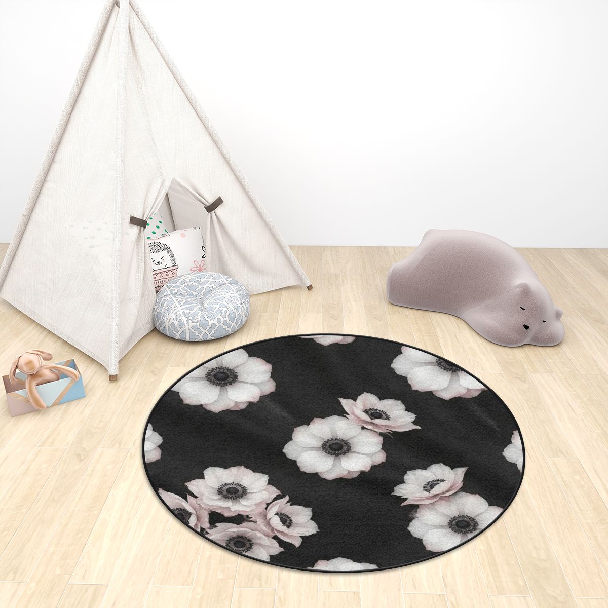 Multiple Sizes Crystal Velvet Round Area Rug 46anemonyv2aop