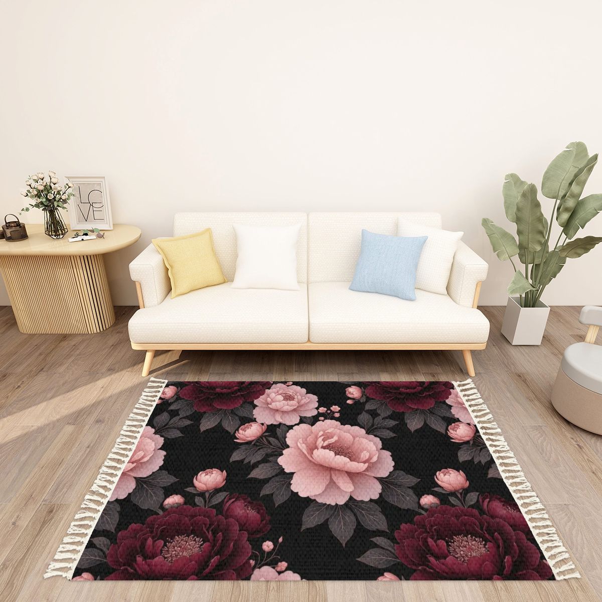 Peonie Garden — Rug with tassels