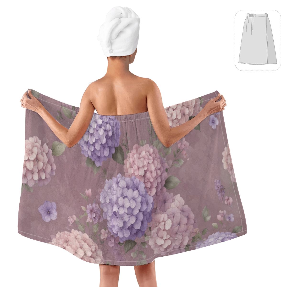 Wrap Towel for Women 08hortensjelawendaaop