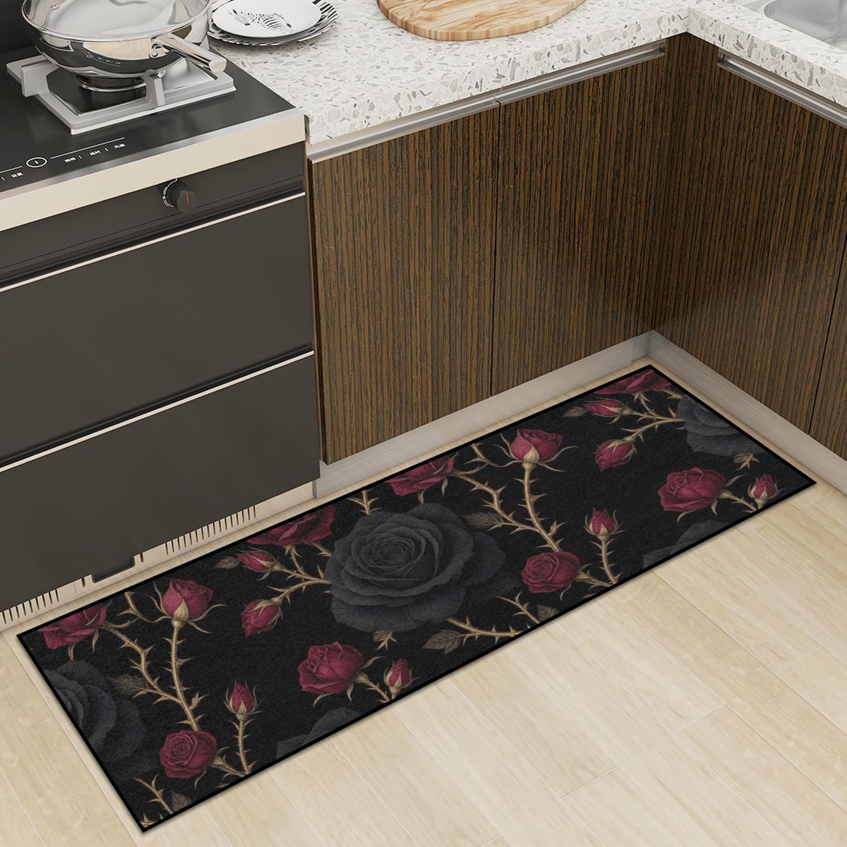 Noir Rose — Kitchen rug