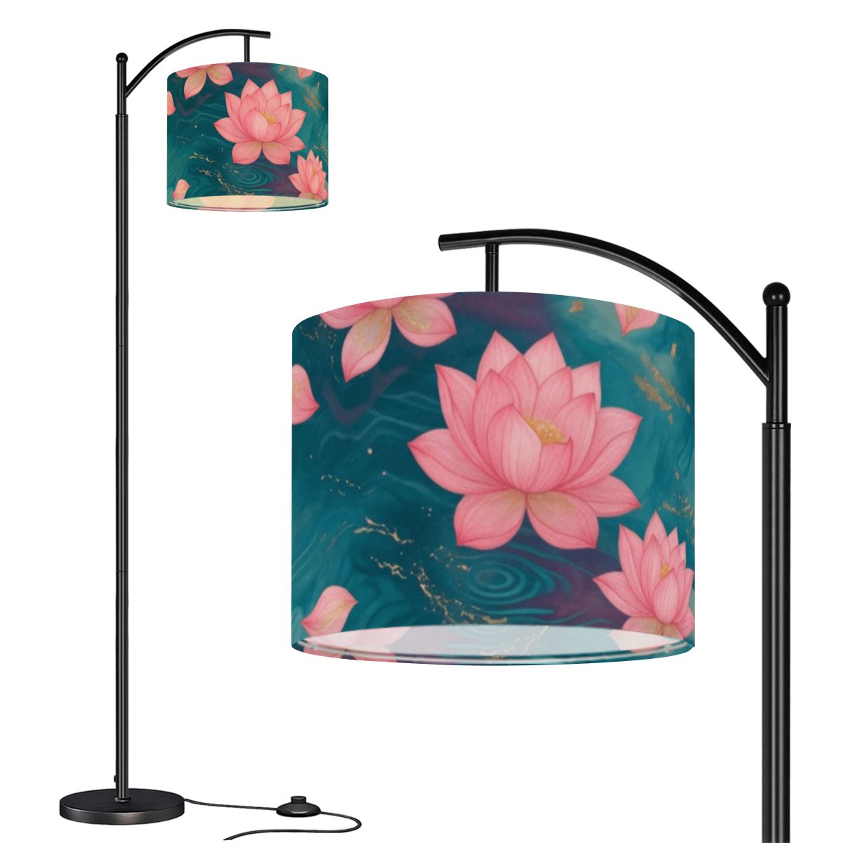 Lotosy Teal — Lampa podłogowa łukowa