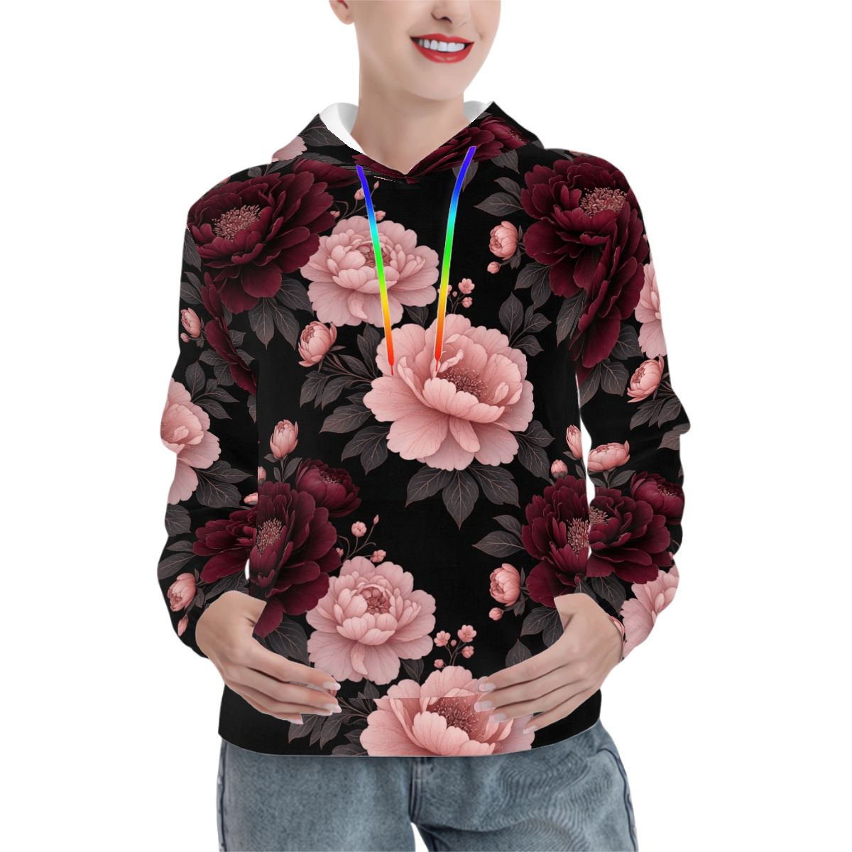 Hoodies for Women Customized Services 01peoniegardenaop