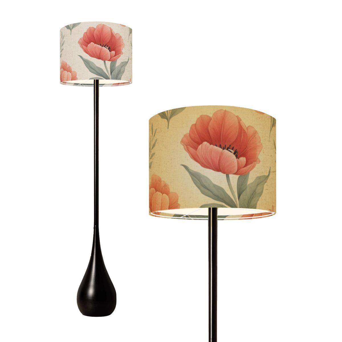 Tulipany Peach — Lampa podłogowa kropla