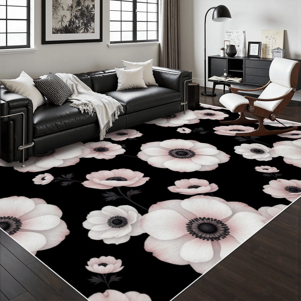 Area Rug with White Border 21anemonynoiraop