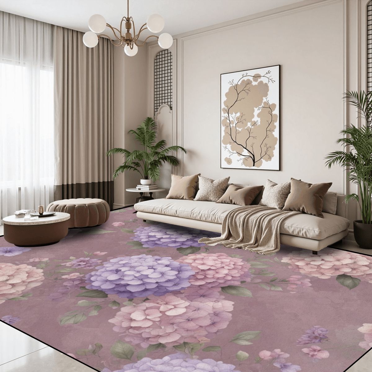 Large Area Rug Floor Carpet (7:5) 08hortensjelawendaaop
