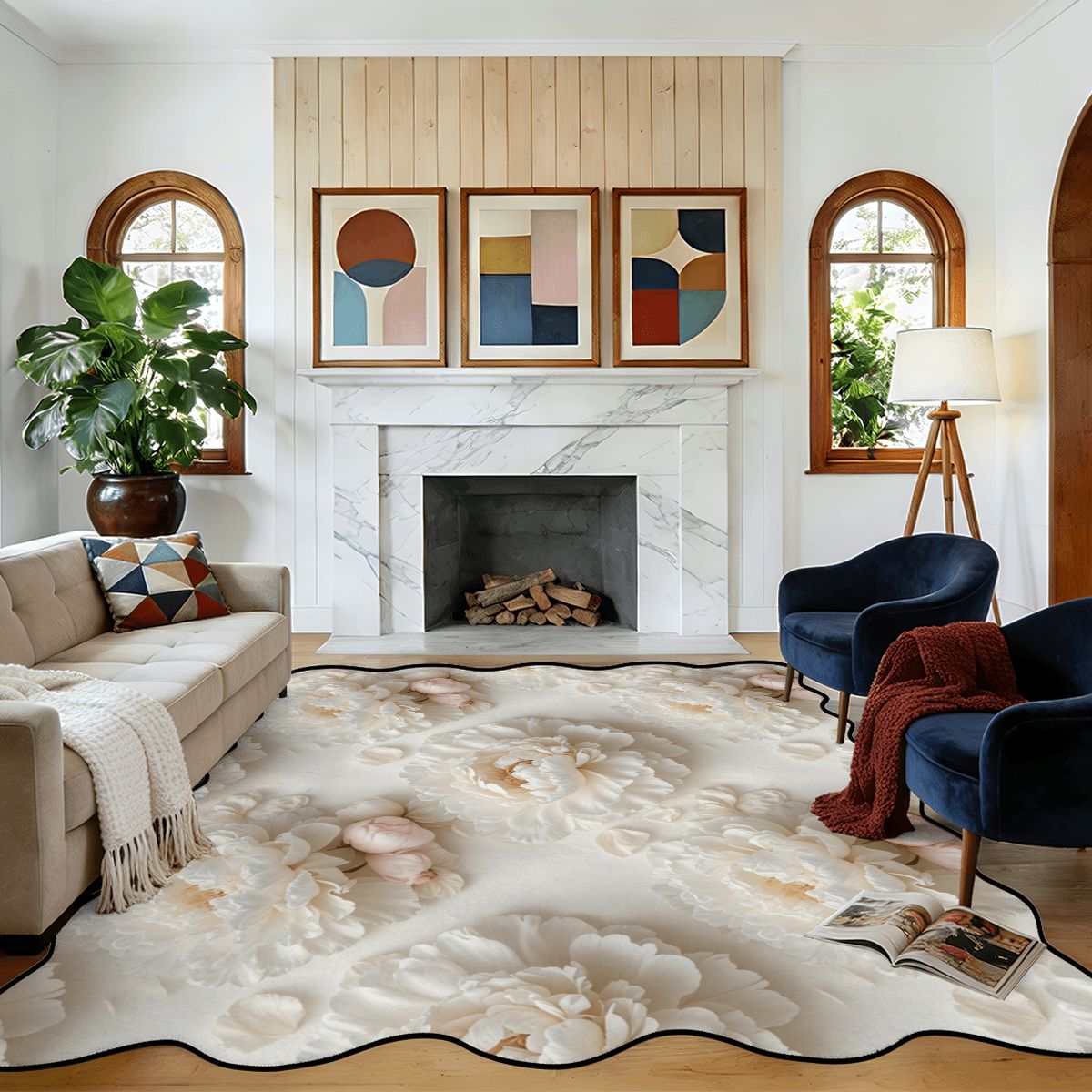 Peonie Biala — Scalloped rug