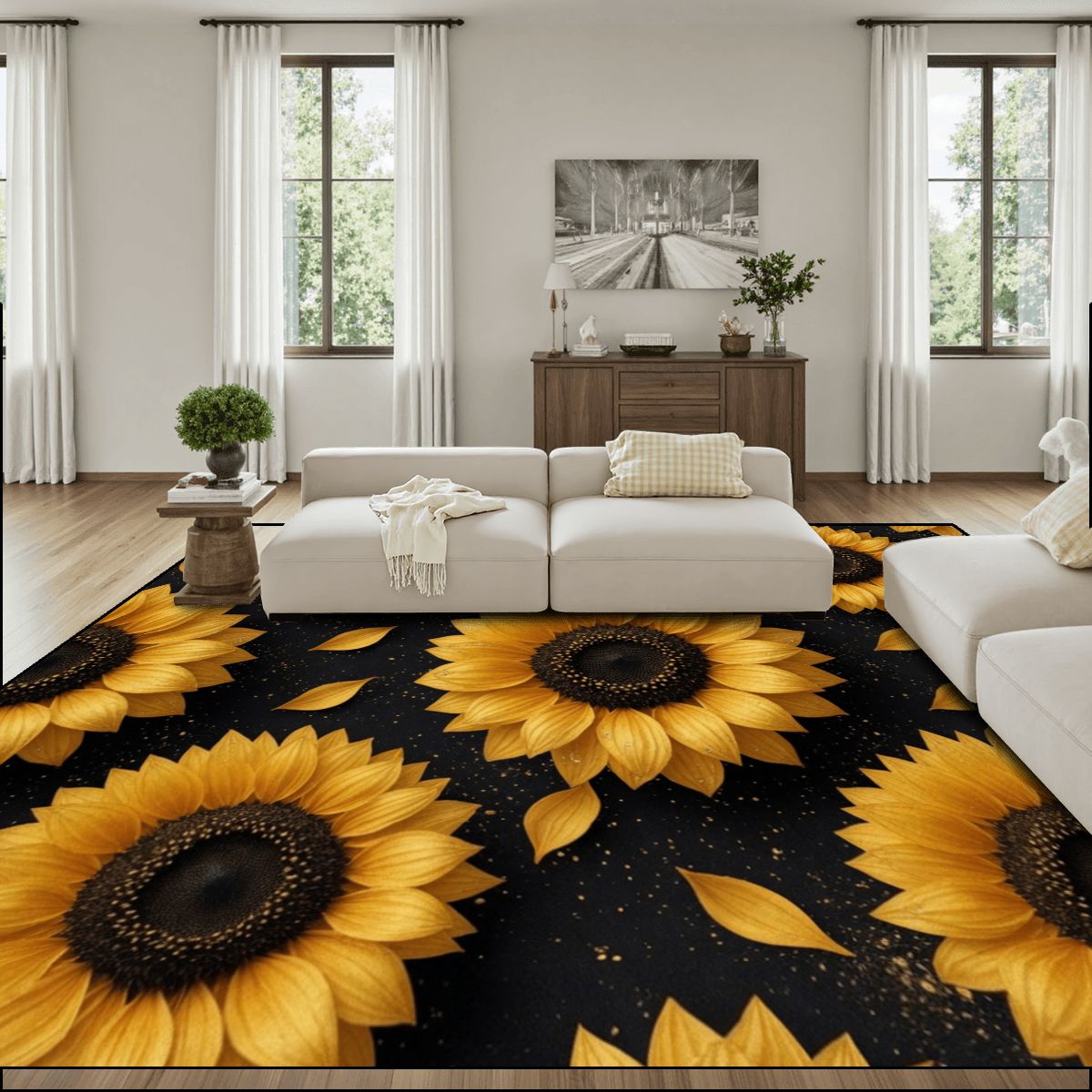 Large Area Rug Floor Carpet (4:3) 47slonecznikiv2aop