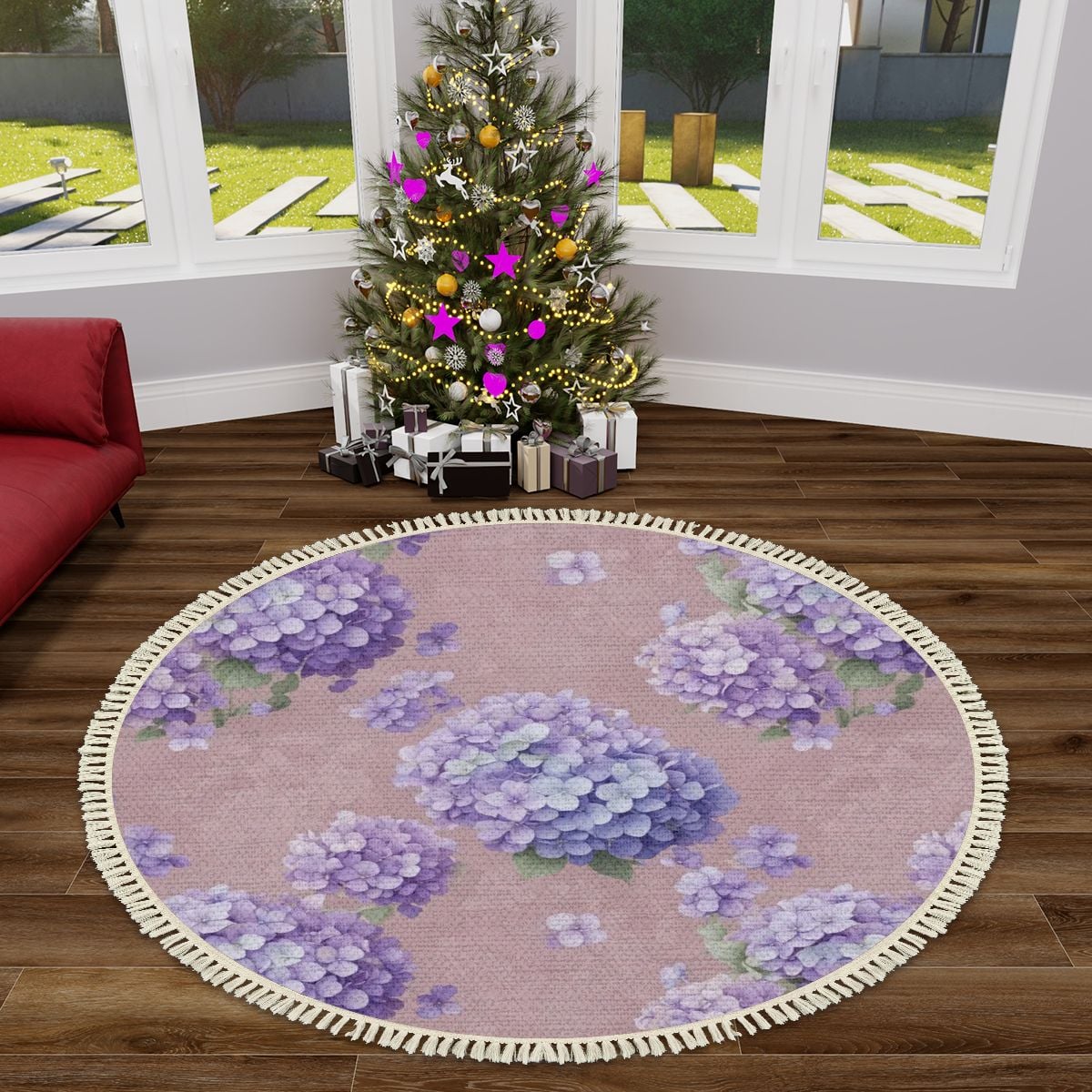 Multiple Sizes Round Area Rug with Tassels 33hortensjedenseaop
