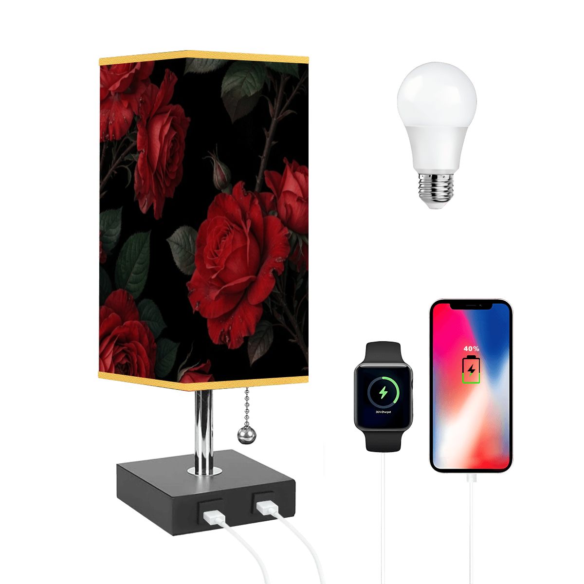 Roze Czerwone — Lampa stołowa kwadratowa
