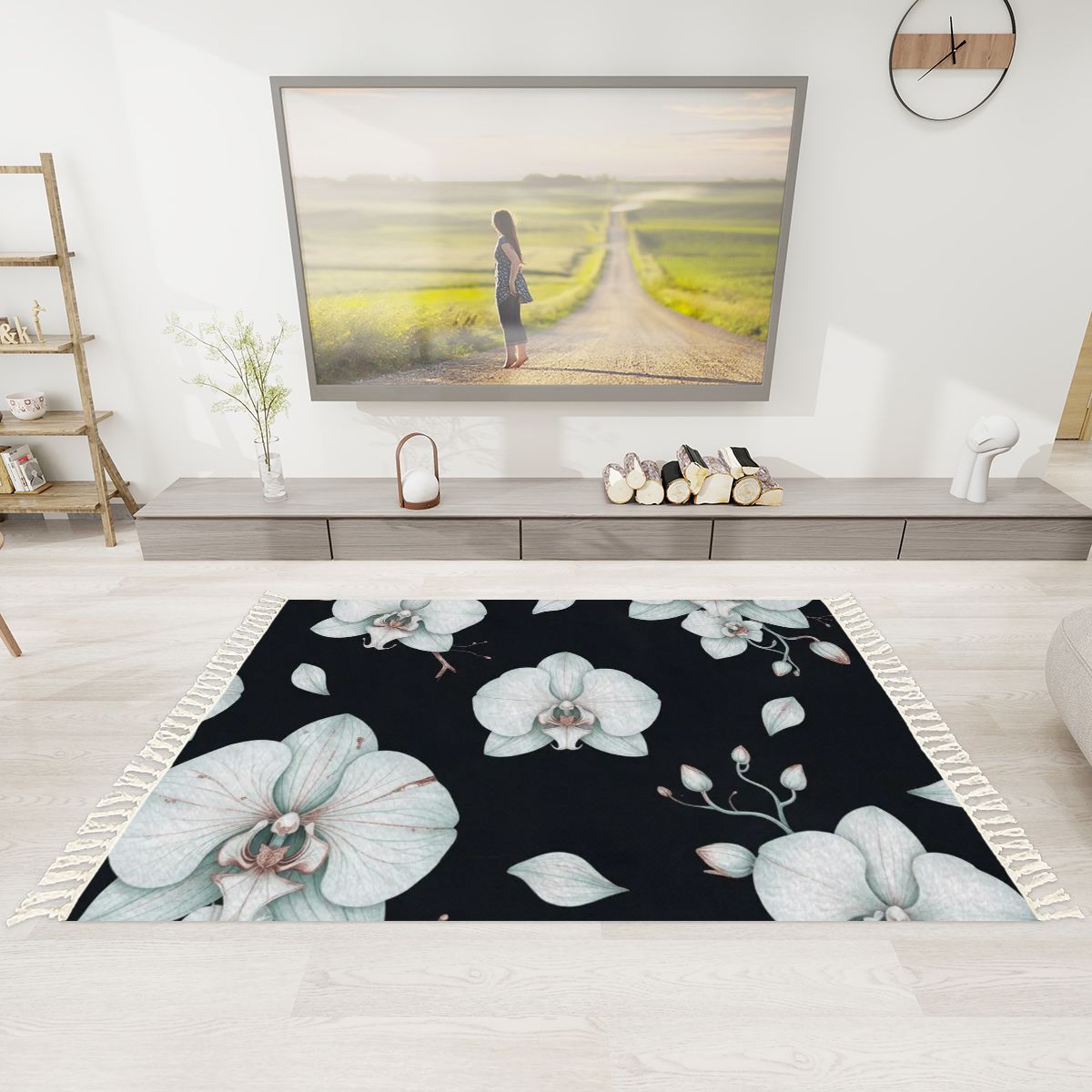 Orchidee Noc — Rug with tassels