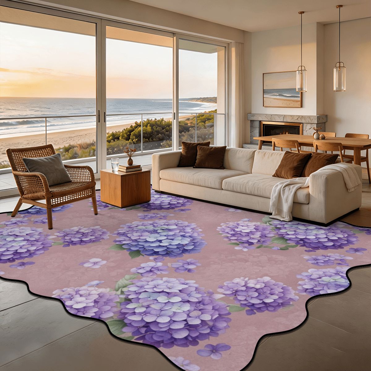 Scalloped Area Rug 144"x108" 33hortensjedenseaop