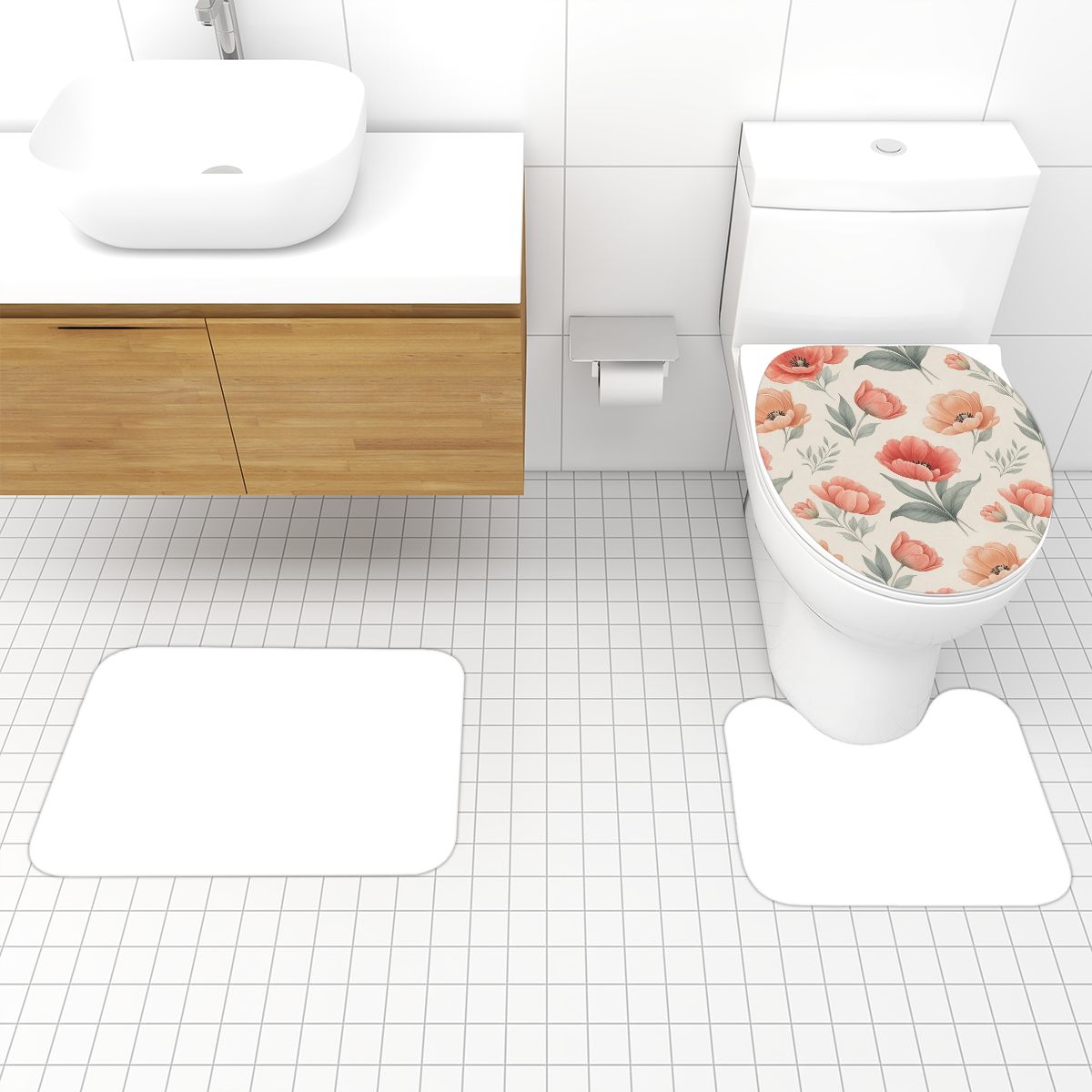 Bathroom Rugs Set 3 pcs 14tulipanypeachaop