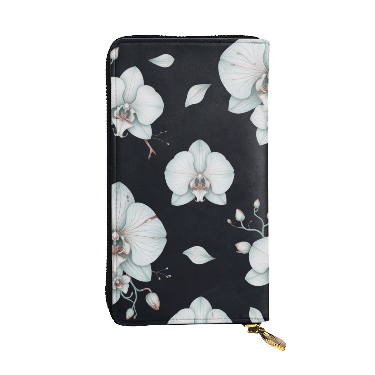 Vertical Leather Long Clutch Wallet 03orchideenocaop