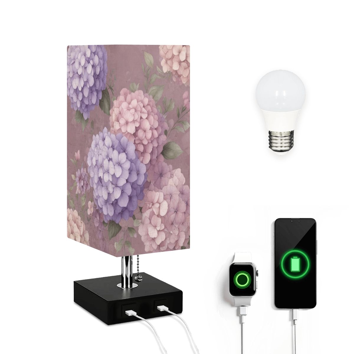 Hortensje Lawenda Ao — Lampa stołowa kwadratowa