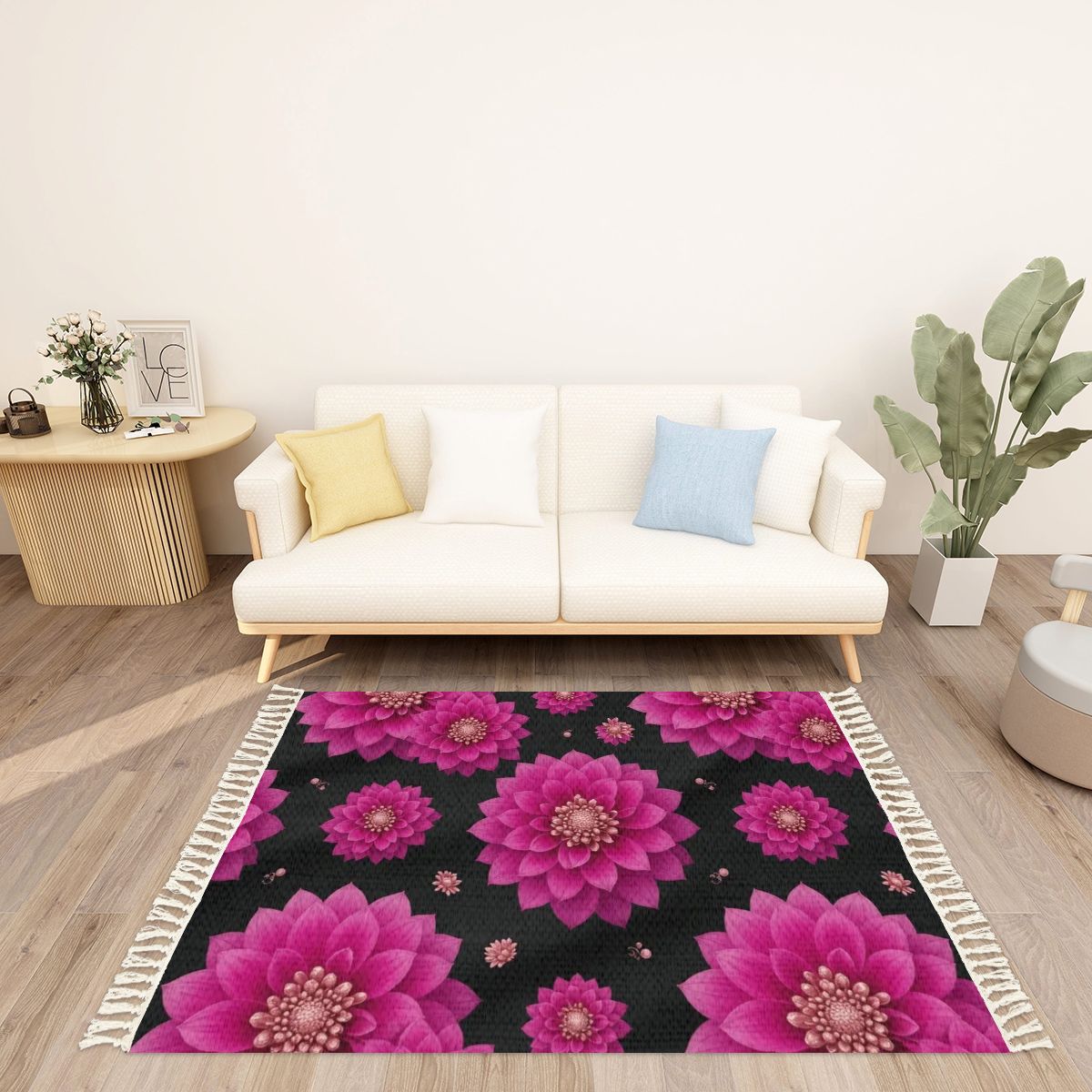 Dalie Fuksja — Rug with tassels