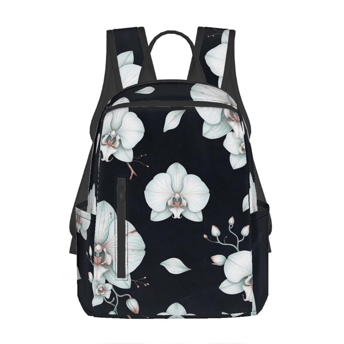 Twill Zipper Front Pocket Backpack No Compartments 03orchideenocaop