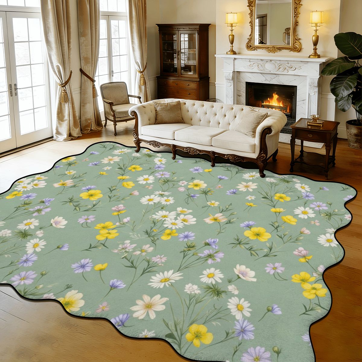 Scalloped Area Rug 168"x118" 49lackav2aop
