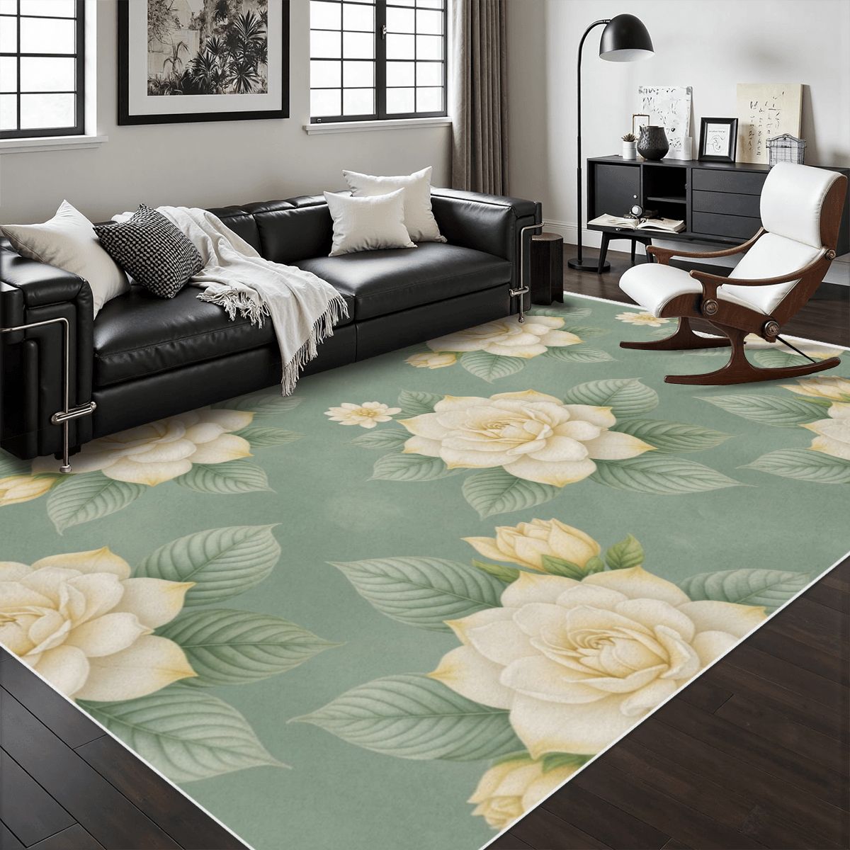 Area Rug with White Border 43gardeniev2aop