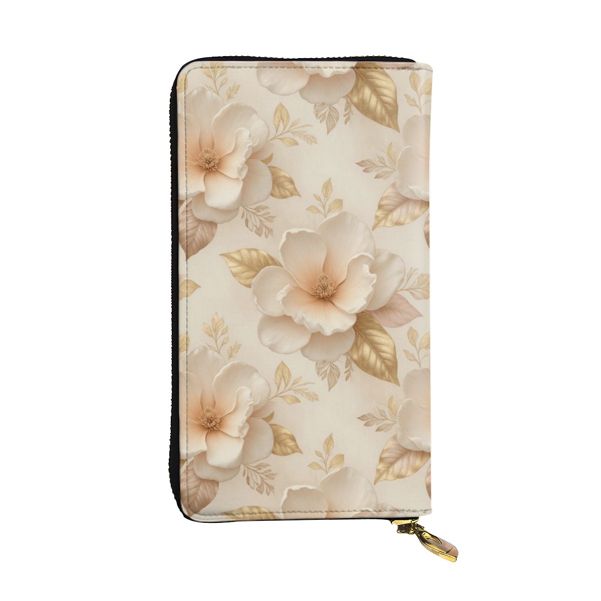 Vertical Leather Long Clutch Wallet 04magnoliechampagneaop