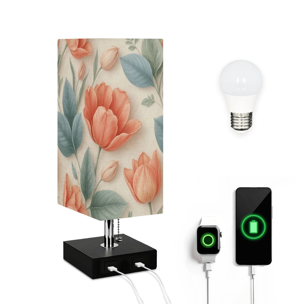 Tulipany — Lampa stołowa kwadratowa