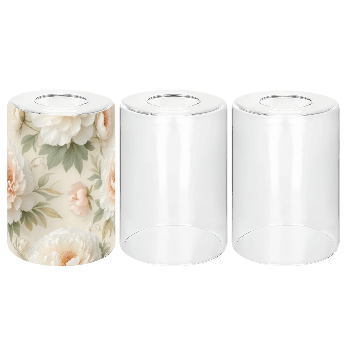 Cylindrical Glass Lampshade 3 pcs 11peoniebialaaop