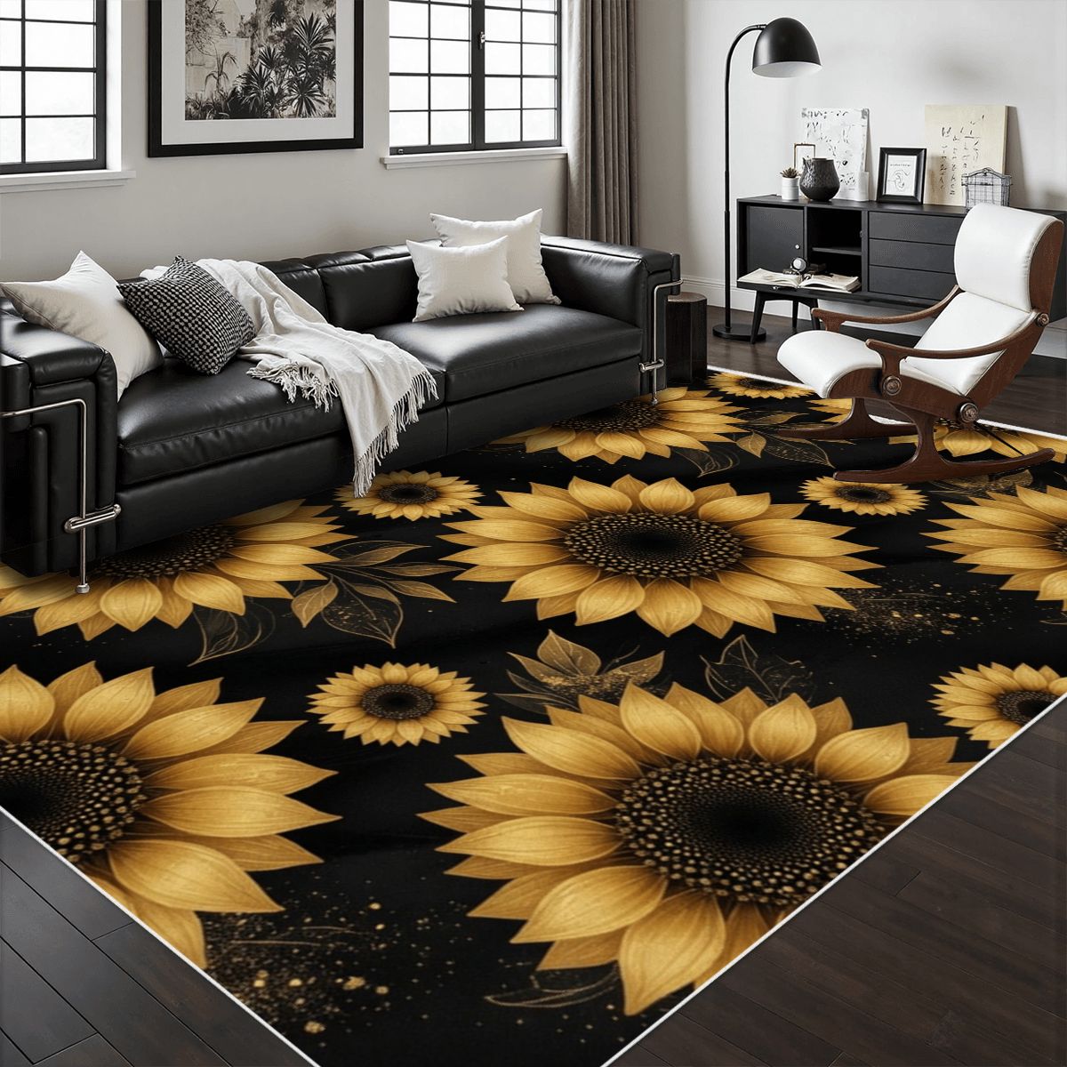 Area Rug with White Border 22slonecznikigoldaop