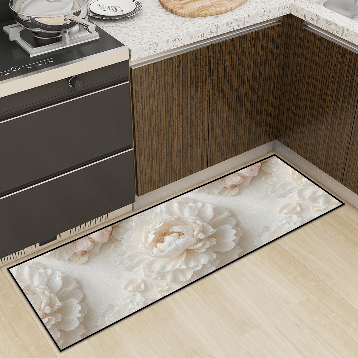 Peonie Biala — Kitchen rug
