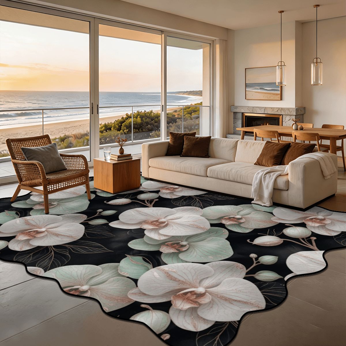 Scalloped Area Rug 144"x108" 28orchideegesteaop