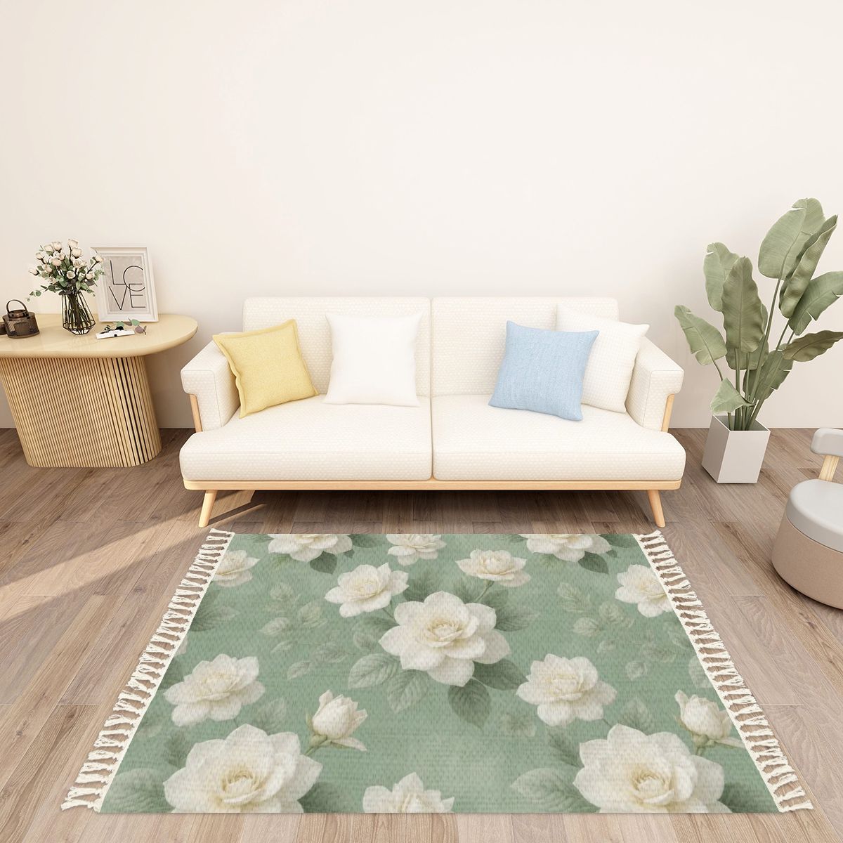 Area Rug with Tassels (3:2) 18gardeniesageaop