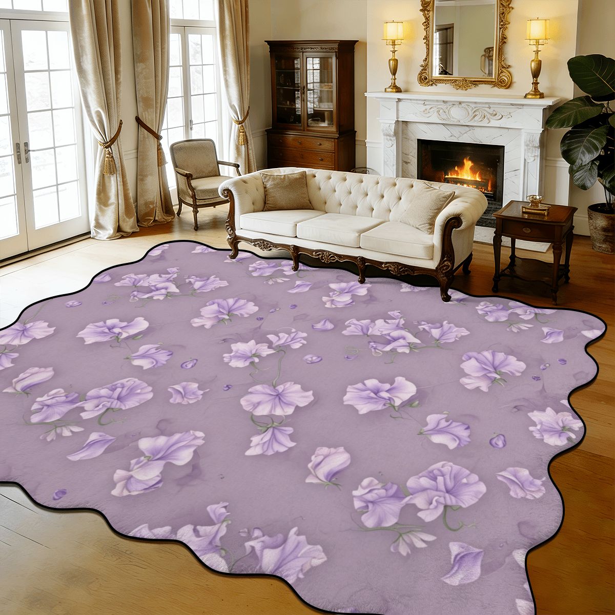Scalloped Area Rug 168"x118" 23groszeklawendaaop