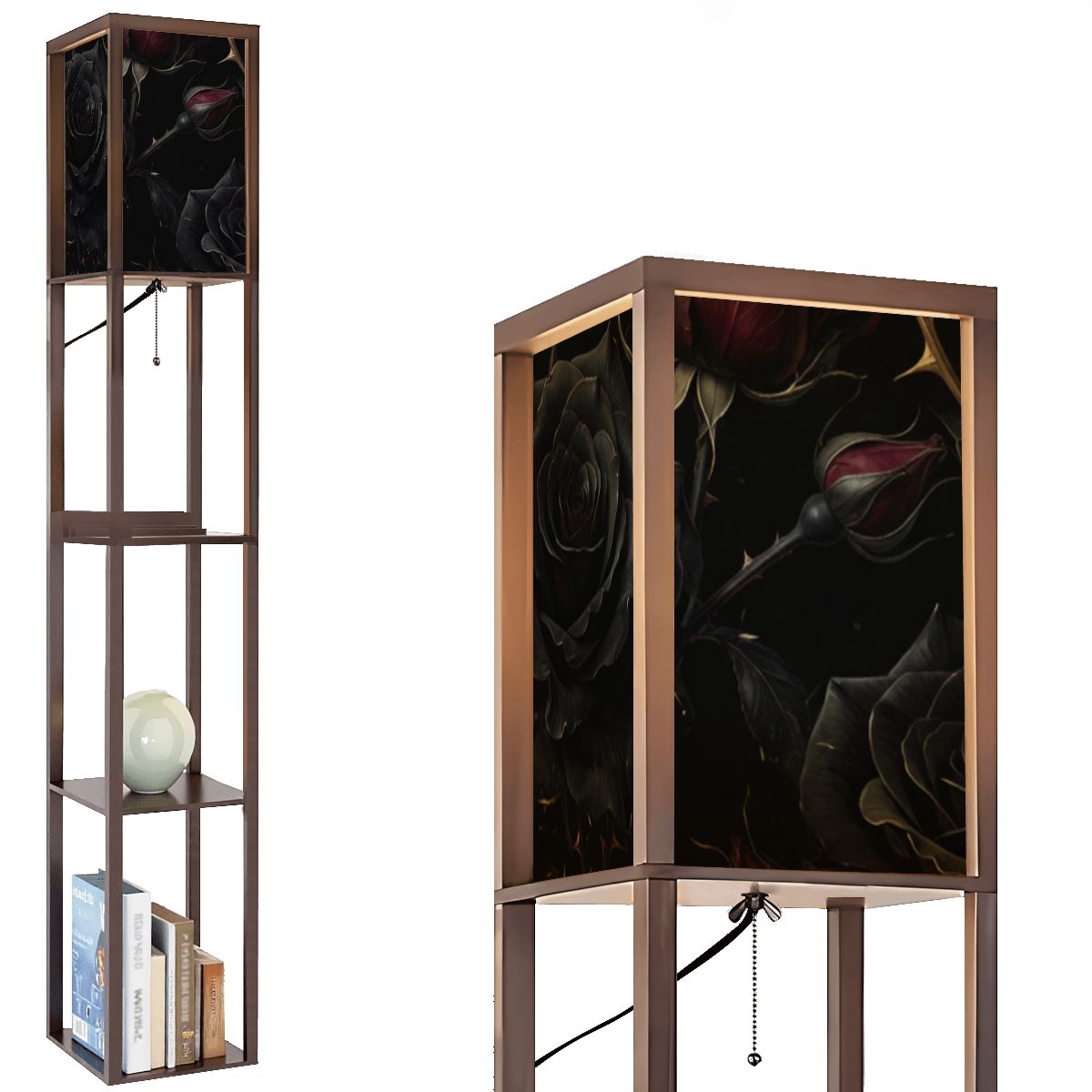 Noir Rose — Lampa podłogowa z półkami