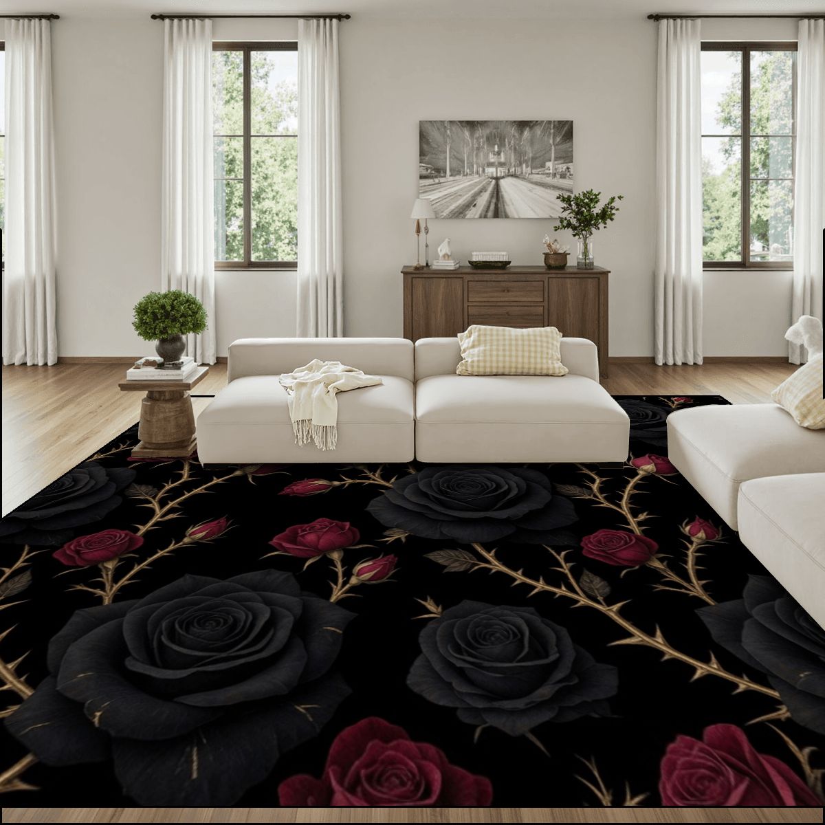 Large Area Rug Floor Carpet (4:3) 34noirrosev2aop