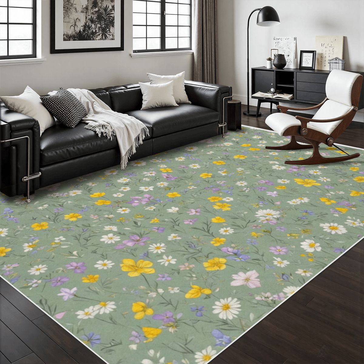 Area Rug with White Border 48"x72" 24lackaszalwiaaop