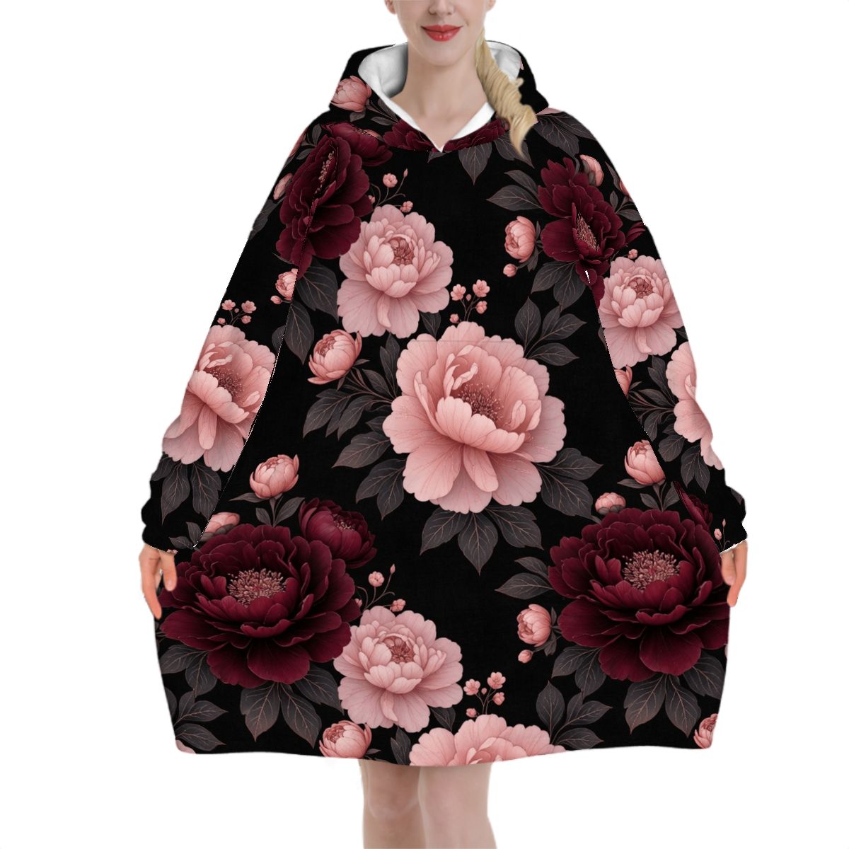 Adult Blanket Hoodie 01peoniegardenaop
