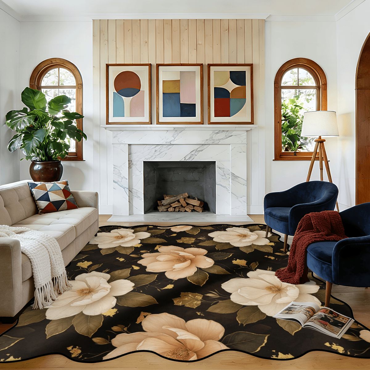 Scalloped Area Rug 120"x96" 29magnolieluxeaop