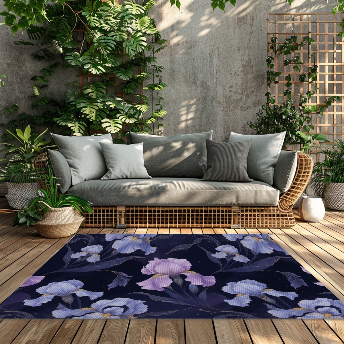 Outdoor Plastic Straw Rug 13irysyindigoaop