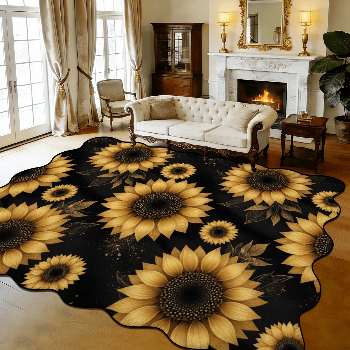 Scalloped Area Rug 168"x118" 22slonecznikigoldaop