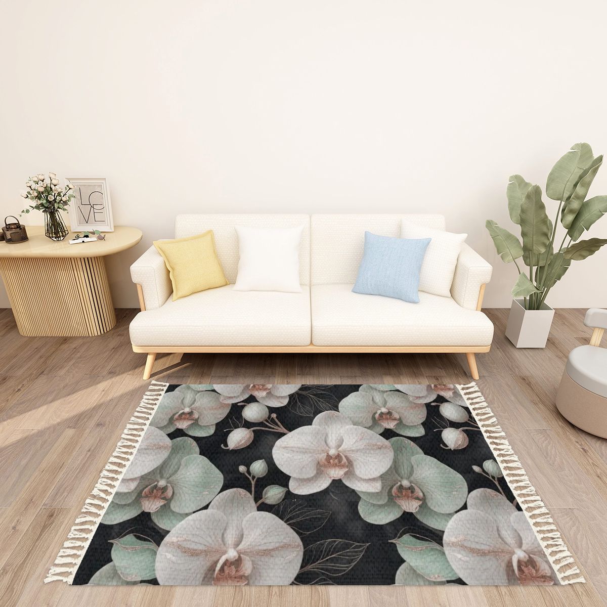 Orchidee Geste — Rug with tassels