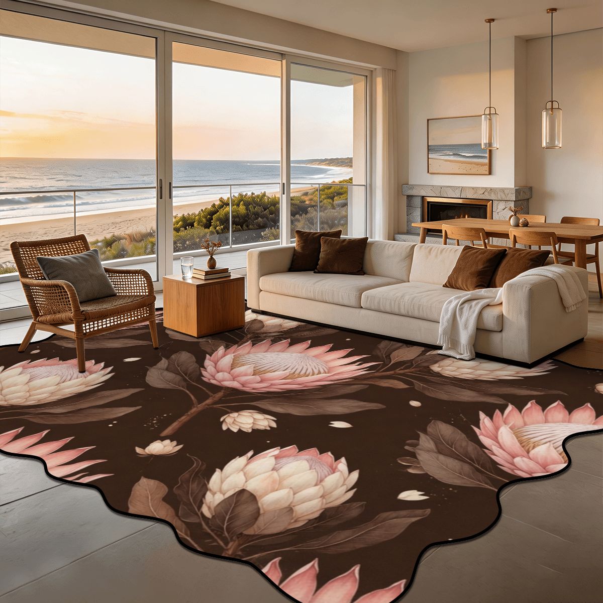 Scalloped Area Rug 144"x108" 20proteaespressoaop
