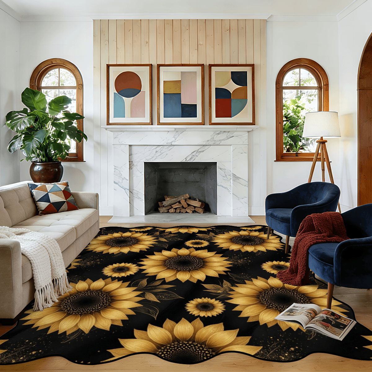 Scalloped Area Rug 120"x96" 22slonecznikigoldaop